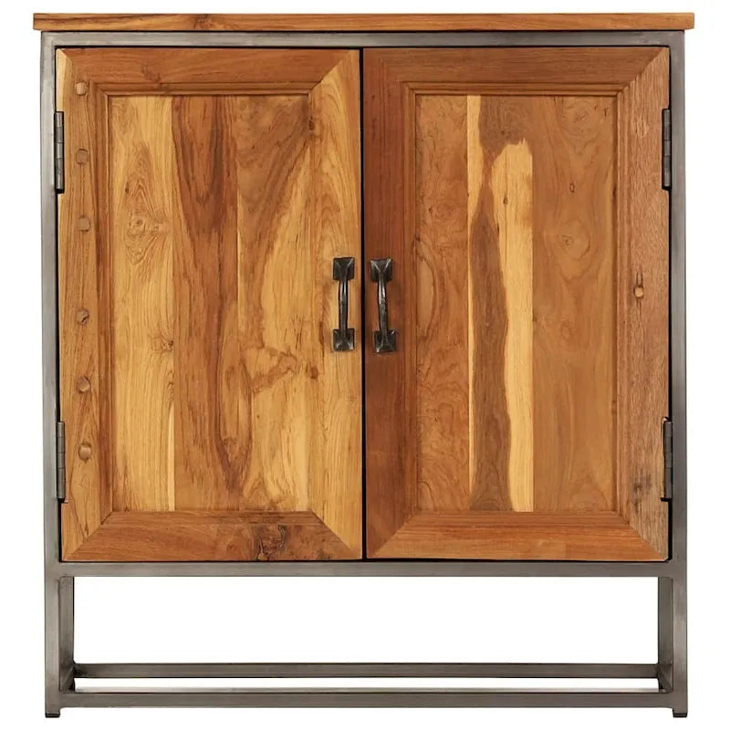 Madia in Teak Riciclato e Acciaio 25,6x11,8x27,6 Stile Industriale