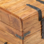 Baule Contenitore in Legno Massello di Acacia con Catenaccio 40x40x40 cm Camera da letto