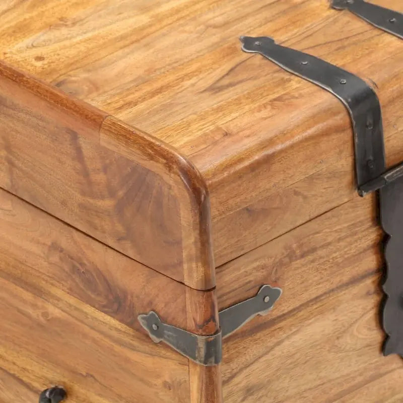 Baule Contenitore in Legno Massello di Acacia con Catenaccio 40x40x40 cm Camera da letto