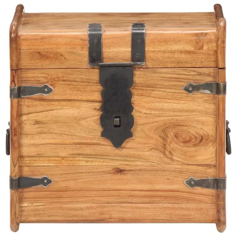 Baule Contenitore in Legno Massello di Acacia con Catenaccio 40x40x40 cm Camera da letto