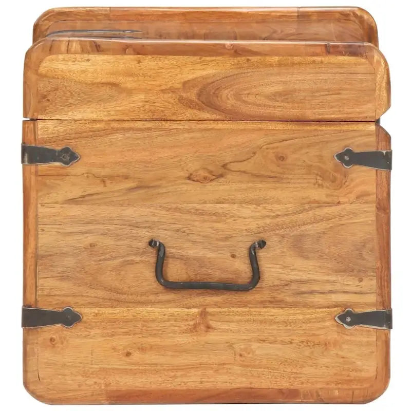 Baule Contenitore in Legno Massello di Acacia con Catenaccio 40x40x40 cm Camera da letto
