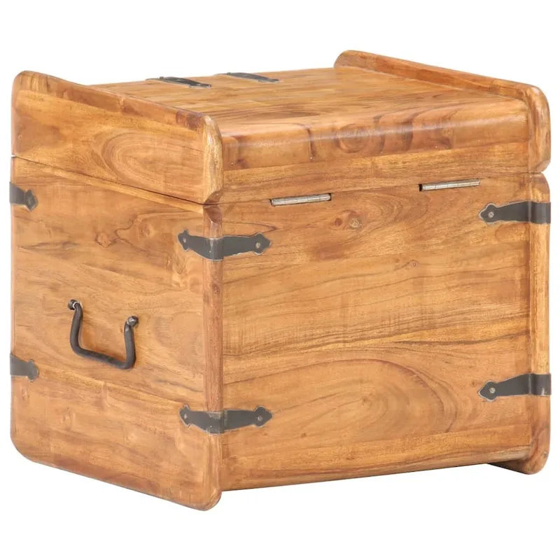 Baule Contenitore in Legno Massello di Acacia con Catenaccio 40x40x40 cm Camera da letto