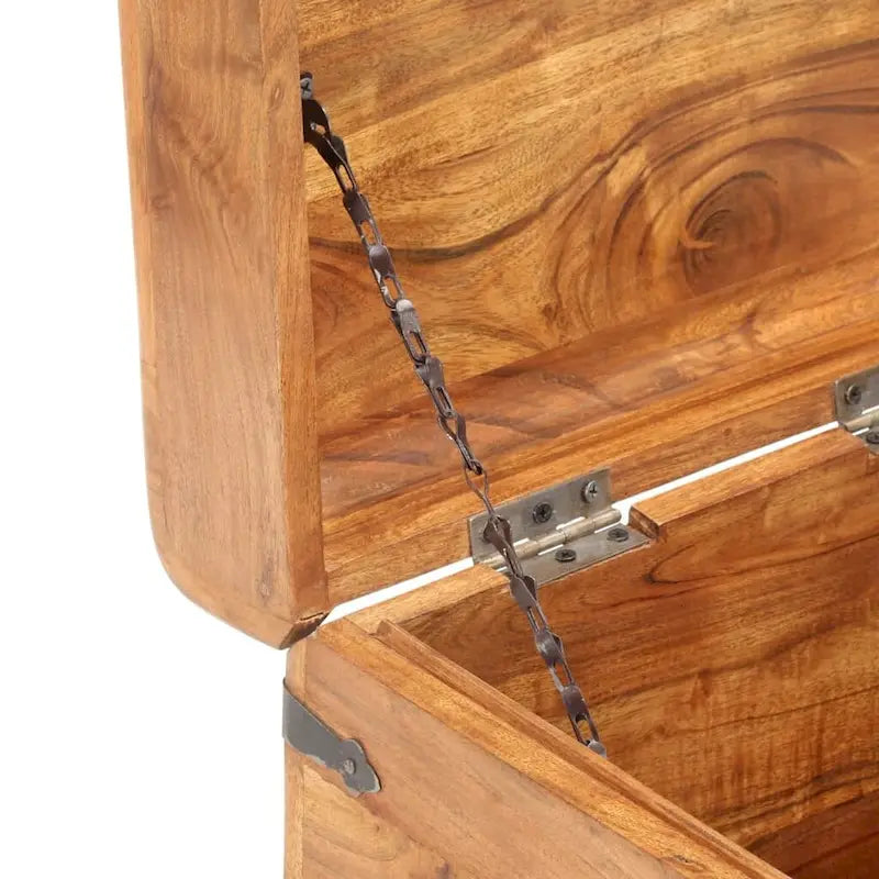 Baule Contenitore in Legno Massello di Acacia con Catenaccio 40x40x40 cm Camera da letto