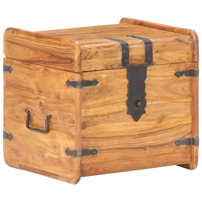 Baule Contenitore in Legno Massello di Acacia con Catenaccio 40x40x40 cm Camera da letto