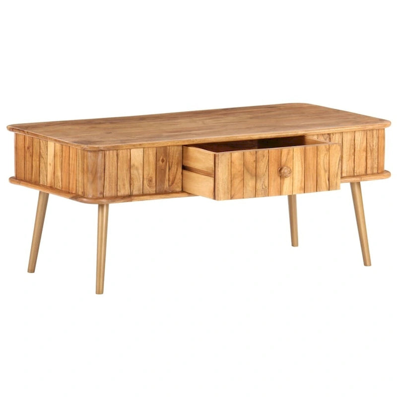 Tavolino da caffè in legno massello di acacia 100x50x40 cm Naturale Salotto