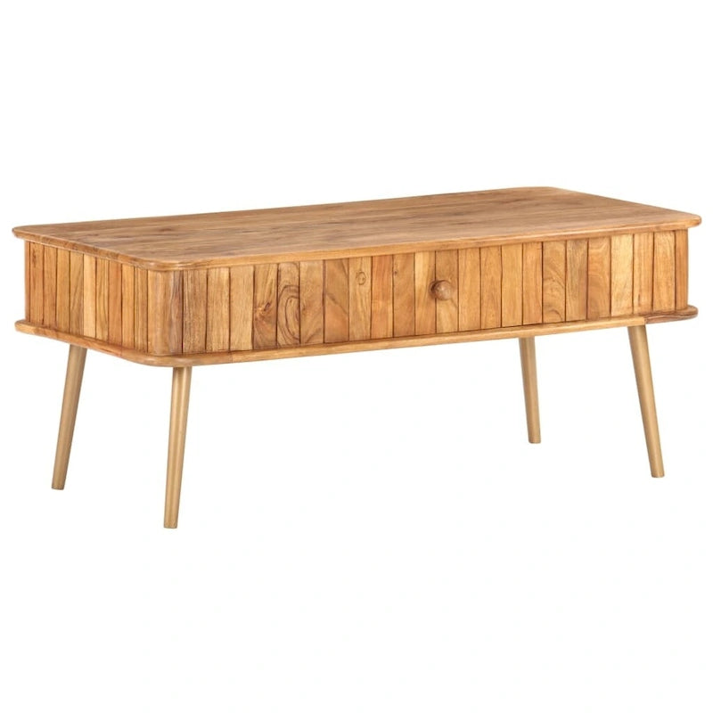 Tavolino da caffè in legno massello di acacia 100x50x40 cm Naturale Salotto