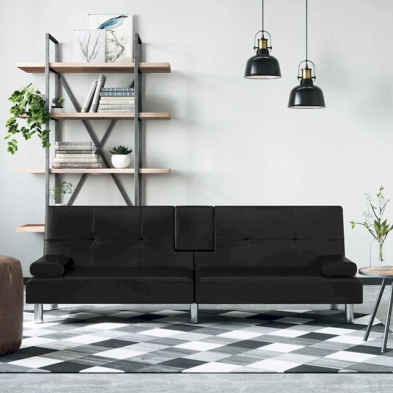 Divano Letto Pieghevole con Portabicchieri Ecopelle 78.7x35x27.6
