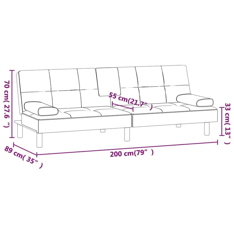 Divano Letto Pieghevole con Portabicchieri Ecopelle 78.7x35x27.6