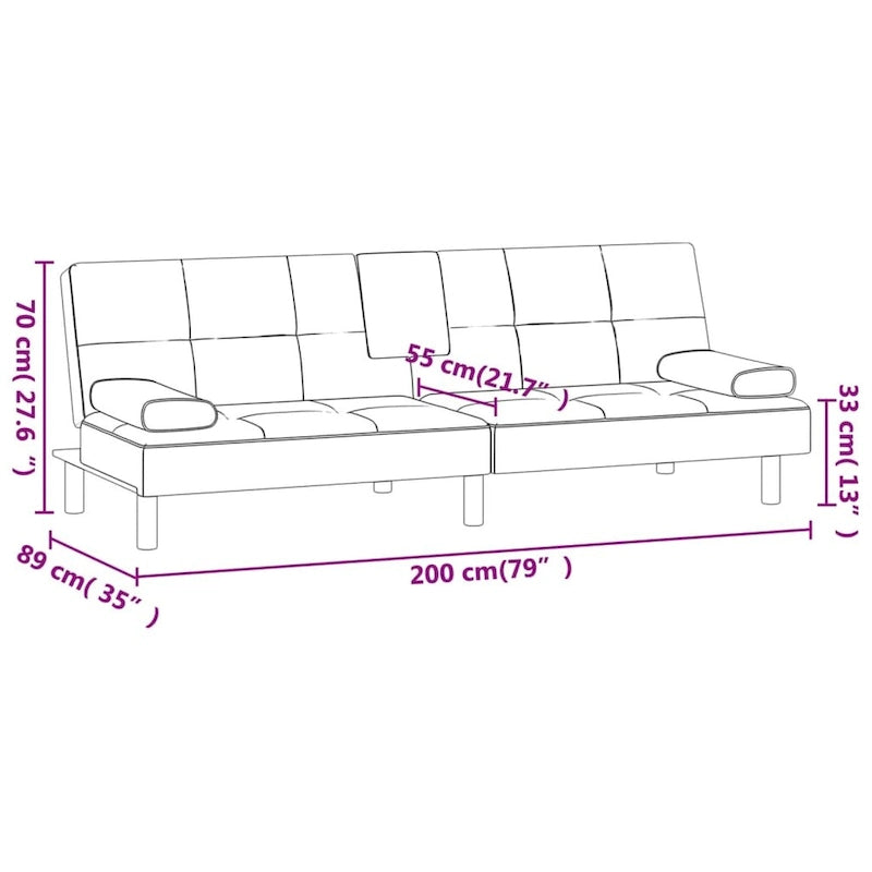 Divano Letto Pieghevole con Portabicchieri Ecopelle 78.7x35x27.6