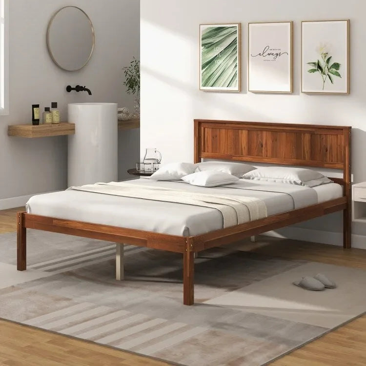 Struttura letto con testiera in legno e supporto a doghe