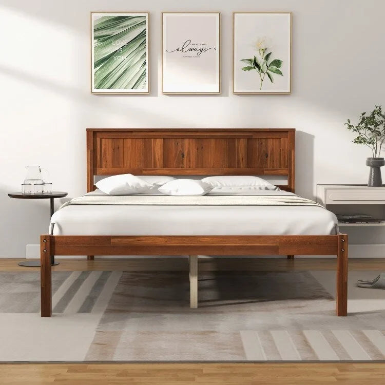Struttura letto con testiera in legno e supporto a doghe
