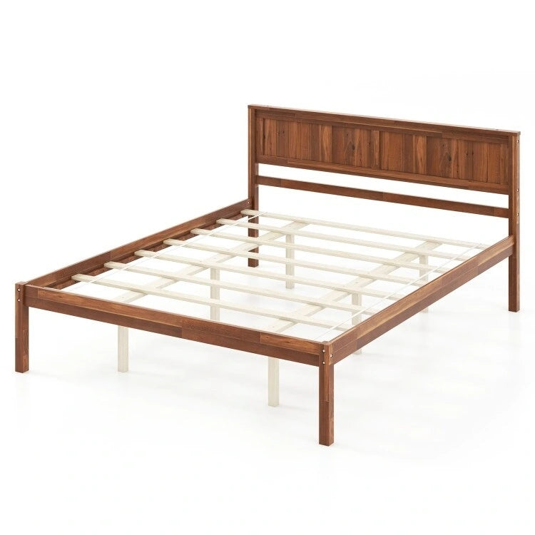 Struttura letto con testiera in legno e supporto a doghe