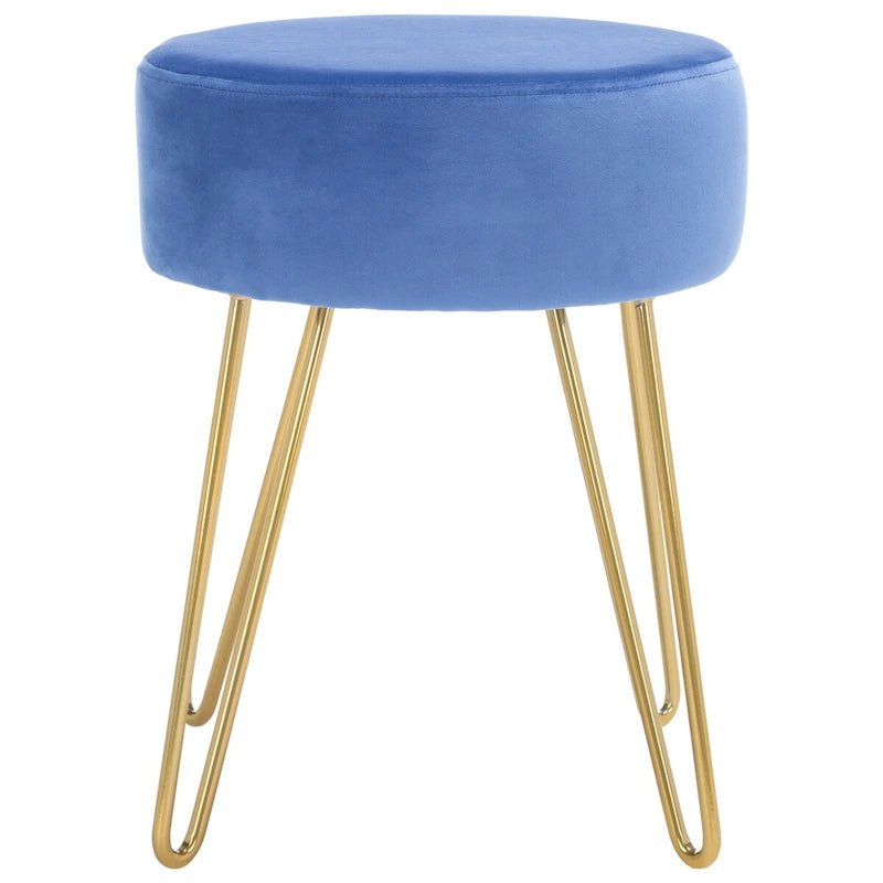 Pouf rotondo con gambe a forcina Poggiapiedi rivestito Accento per soggiorno