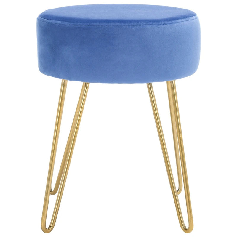 Pouf rotondo con gambe a forcina Poggiapiedi rivestito Accento per soggiorno
