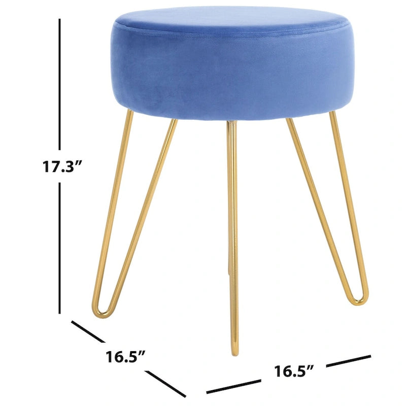Pouf rotondo con gambe a forcina Poggiapiedi rivestito Accento per soggiorno