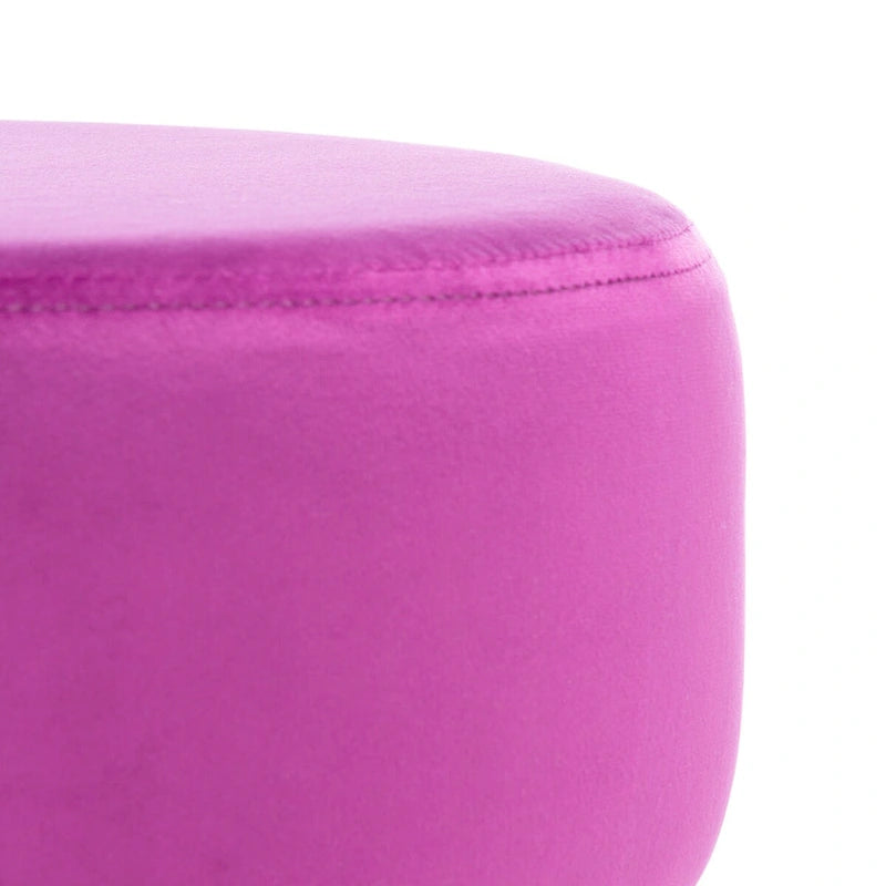 Pouf rotondo con gambe a forcina Poggiapiedi rivestito Accento per soggiorno