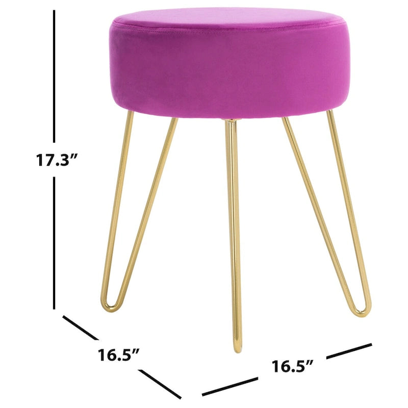 Pouf rotondo con gambe a forcina Poggiapiedi rivestito Accento per soggiorno