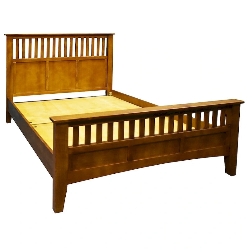 Letto in rovere Quarter Sawn stile Mission con doghe, finitura ciliegio, per camera da letto