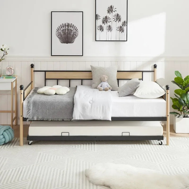 Daybed Sofa Bed Metal Framed with Trundle