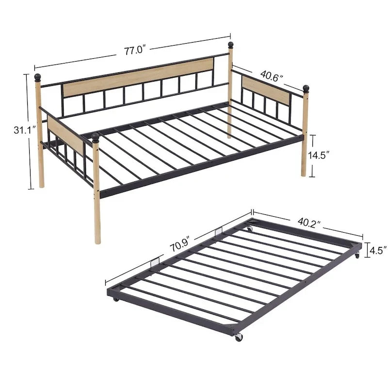 Divano Letto con Struttura in Metallo e Letto Estraibile