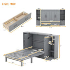 Letto a scomparsa Queen Size con mensole, cassetti e porte USB, salvaspazio