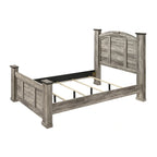 Set Camera da letto 3 pezzi con pannello rustico grigio (Letto, Comò, Comodino)