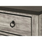 Set Camera da letto 3 pezzi con pannello rustico grigio (Letto, Comò, Comodino)