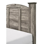 Set Camera da letto 3 pezzi con pannello rustico grigio (Letto, Comò, Comodino)