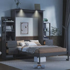 Letto a scomparsa matrimoniale con mensole, cassetti e luci LED, per ragazze ragazzi adolescenti, senza bisogno di rete a doghe/materasso a molle