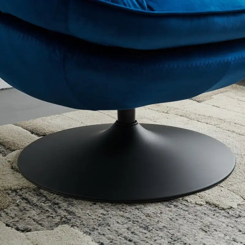 Poltrona girevole da salotto in velluto con pouf poggiapiedi