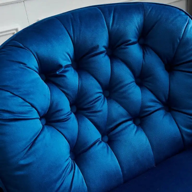 Poltrona girevole da salotto in velluto con pouf poggiapiedi