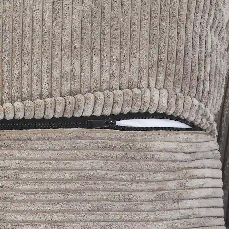 Divano Sezionale Modulare a L Rivestito in Velluto a Coste con Chaise Longue Ottomano e 3 Cuscini