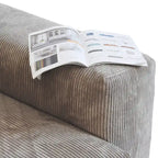 Divano Sezionale Modulare a L Rivestito in Velluto a Coste con Chaise Longue Ottomano e 3 Cuscini