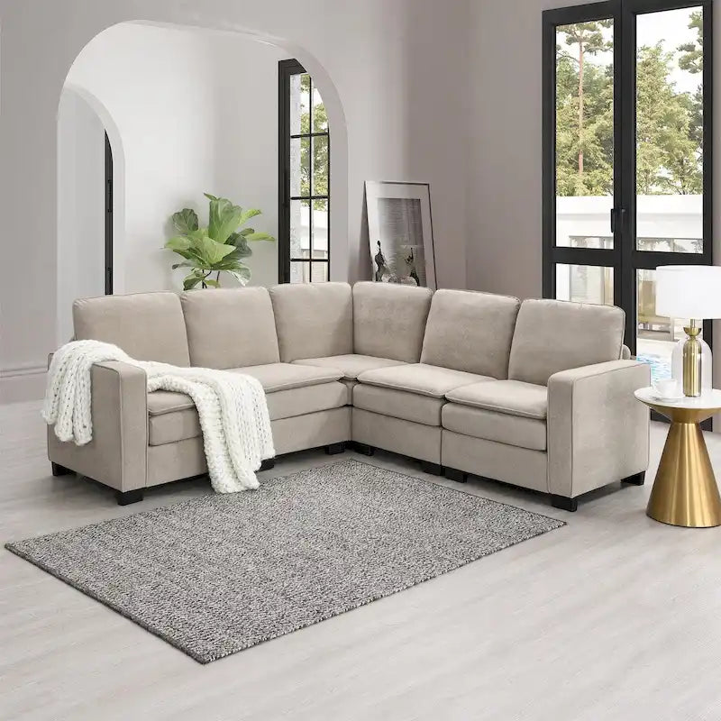 Divano sezionale moderno in velluto oversize 89*89, grande mobile imbottito per interni a L con doppi cuscini