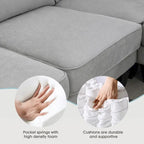Divano sezionale moderno in velluto oversize 89*89, grande mobile imbottito per interni a L con doppi cuscini