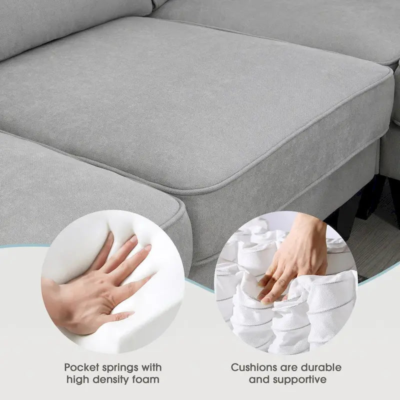 Divano sezionale moderno in velluto oversize 89*89, grande mobile imbottito per interni a L con doppi cuscini