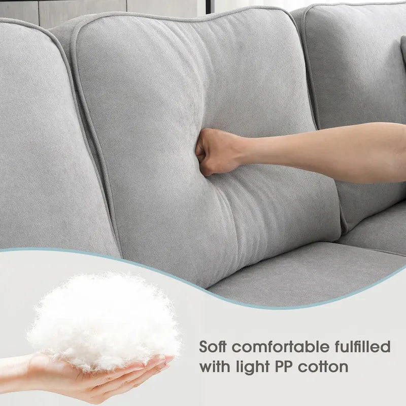 Divano sezionale moderno in velluto oversize 89*89, grande mobile imbottito per interni a L con doppi cuscini
