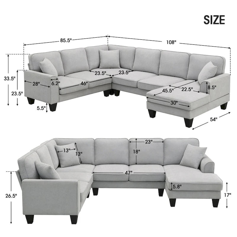 Divano sezionale moderno in velluto oversize 89*89, grande mobile imbottito per interni a L con doppi cuscini