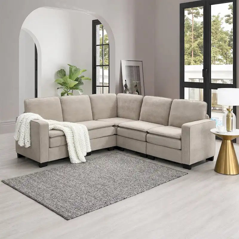 Divano sezionale moderno in velluto oversize 89*89, grande mobile imbottito per interni a L con doppi cuscini