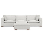 Set divano modulare a 3 posti e pouf in ciniglia vellutata e performante