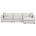 Set divano modulare a 3 posti e pouf in ciniglia vellutata e performante