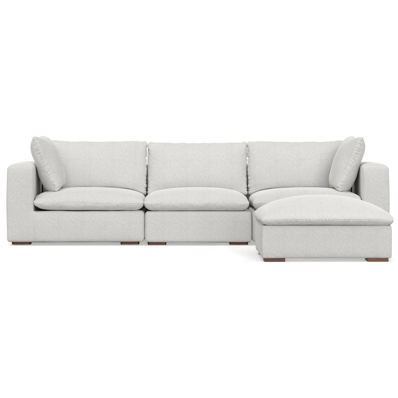 Set divano modulare a 3 posti e pouf in ciniglia vellutata e performante