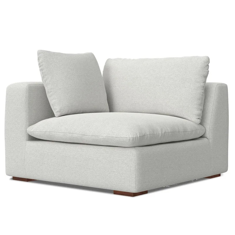 Set divano modulare a 3 posti e pouf in ciniglia vellutata e performante