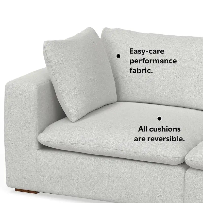 Set divano modulare a 3 posti e pouf in ciniglia vellutata e performante