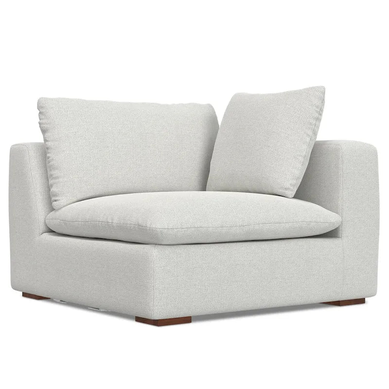 Set divano modulare a 3 posti e pouf in ciniglia vellutata e performante