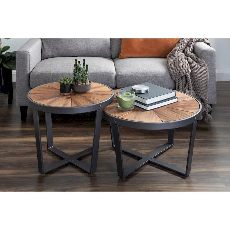 Tavolino rotondo da 24" Stile moderno Altezza 15,5" Soggiorno