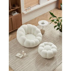 Set poltrona e pouf imbottiti in tessuto 3D per soggiorno