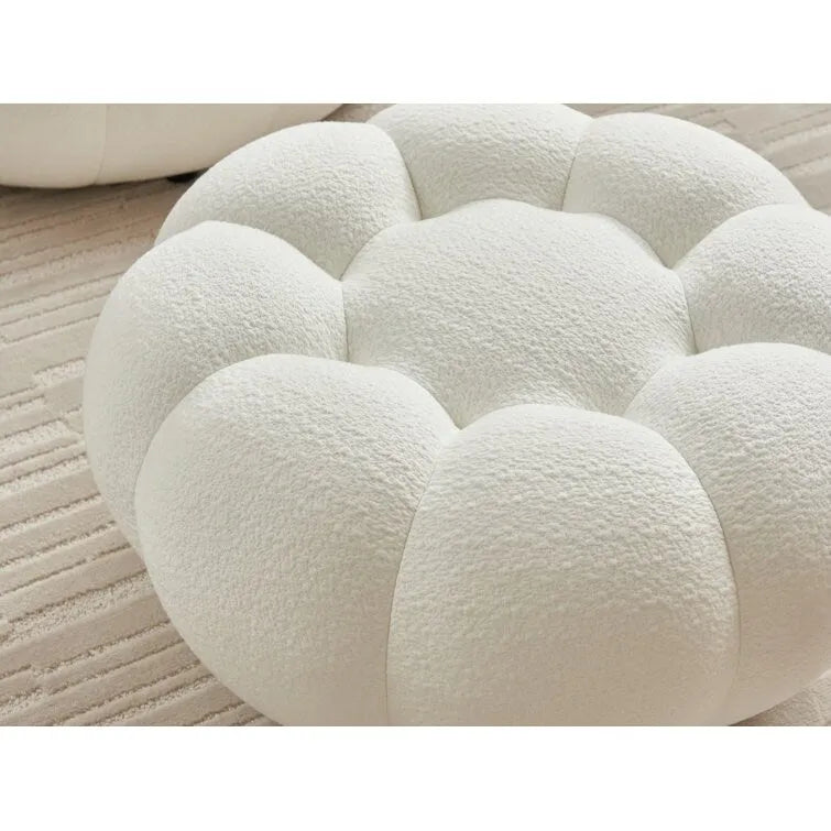 Set poltrona e pouf imbottiti in tessuto 3D per soggiorno