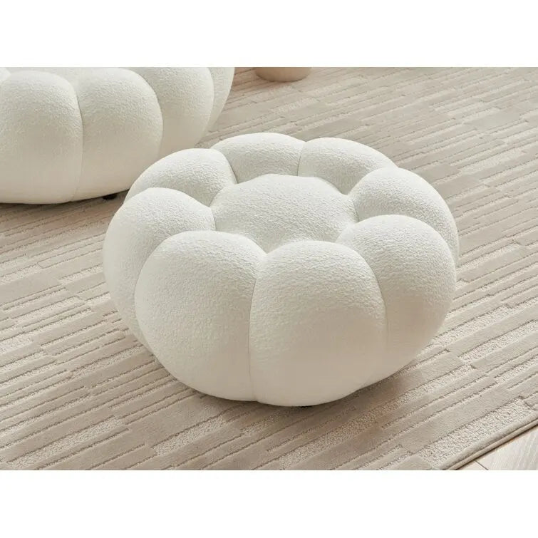 Set poltrona e pouf imbottiti in tessuto 3D per soggiorno