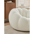 Set poltrona e pouf imbottiti in tessuto 3D per soggiorno